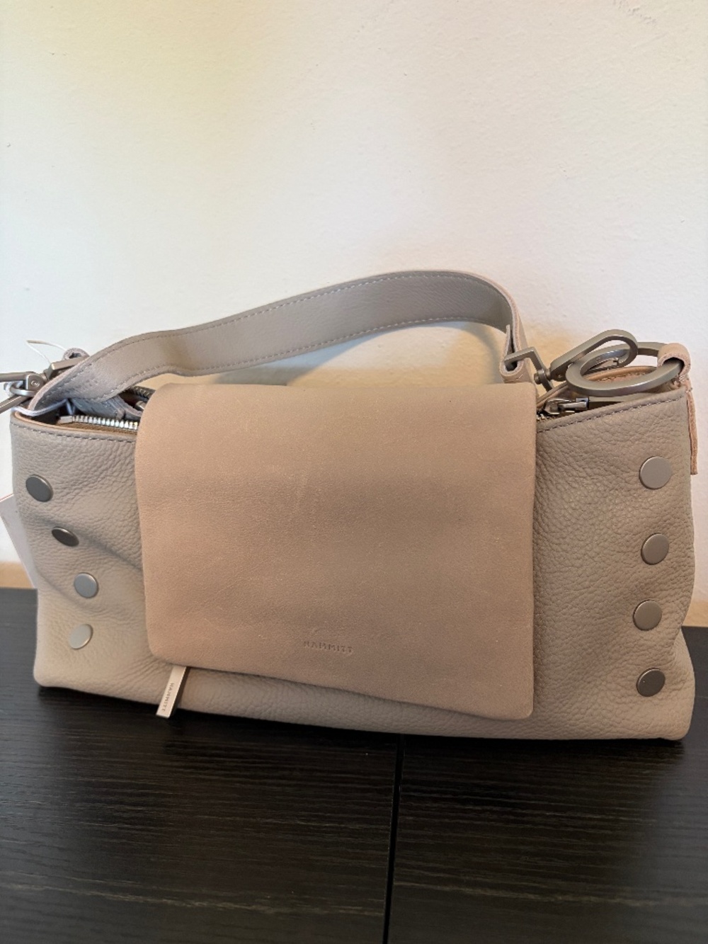 🩶 NWT Hammitt VIP Medium 2-Tone Crossbody - Paved Gray Leather & Gunmetal